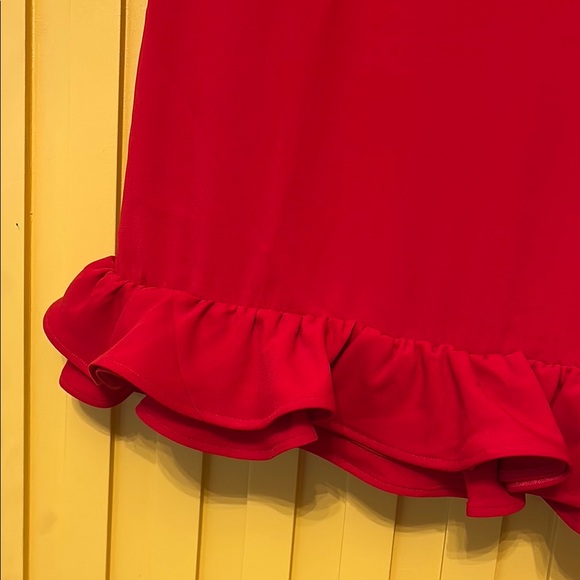 Red Ruffle Hem Mini Dress - Picture 2 of 5